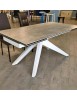 MOBILI 2G - TAVOLO BIG TABLE PIANO VETRO CERAMICA FINITURA BETON MISURA L.160 P.90 H.76(APERTO 240 CM) vista frontale
