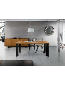 MOBILI 2G - TAVOLO FISSO IN LEGNO ROVERE NODATO 250x100 SPESSORE 4 cm GAMBE METALLO (1672) vista frontale