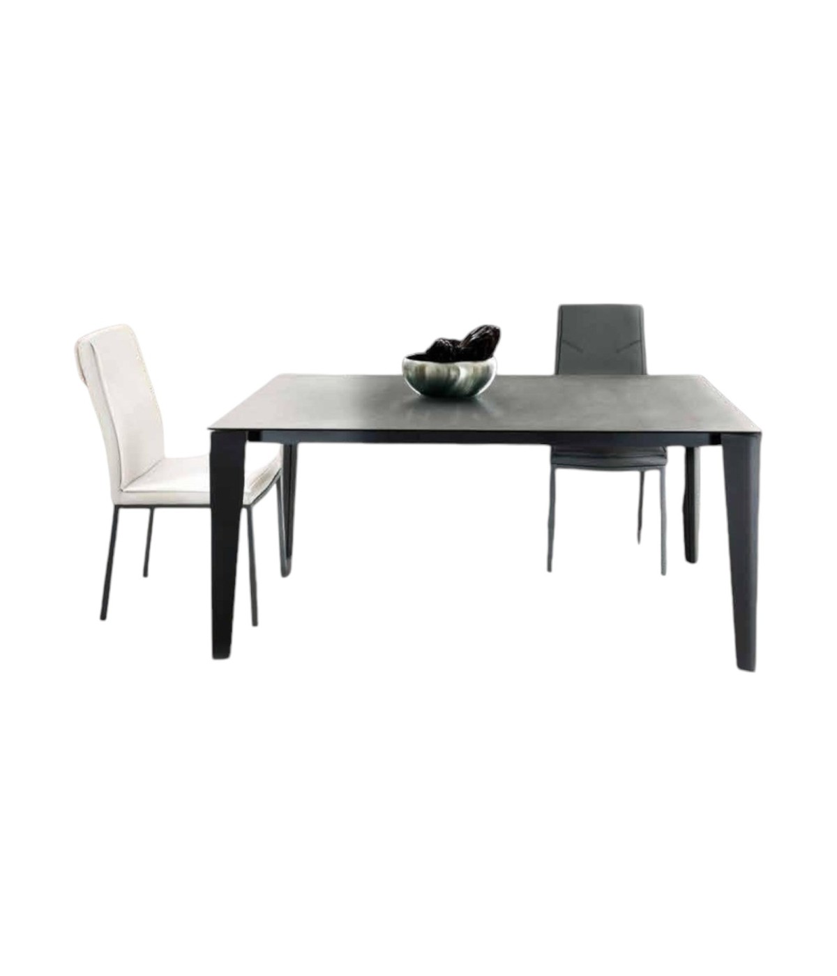 MOBILI 2G - TAVOLO IN VETRO GRIGIO GRAFITE ALLUNGABILE MISURA L.160 P.90 H.77 vista frontale