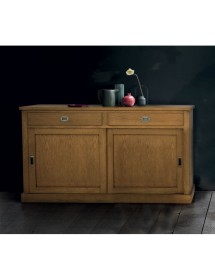MOBILI 2G - MADIA CREDENZA 2 ANTE SCORREVOLI 2 CASSETTI ROVERE NODATO 150X50X90H (1641) VISTA FRONTALE