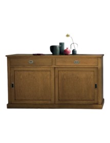MOBILI 2G - MADIA CREDENZA 2 ANTE SCORREVOLI 2 CASSETTI ROVERE NODATO 150X50X90H (1641) VISTA FRONTALE