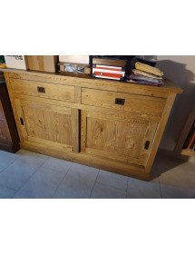 MOBILI 2G - MADIA CREDENZA 2 ANTE SCORREVOLI 2 CASSETTI ROVERE NODATO 150X50X90H (1641) VISTA FRONTALE
