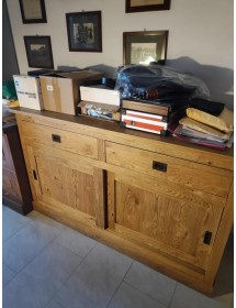 MOBILI 2G - MADIA CREDENZA 2 ANTE SCORREVOLI 2 CASSETTI ROVERE NODATO 150X50X90H (1641) VISTA FRONTALE