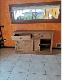 MOBILI 2G - MADIA CREDENZA 2 ANTE SCORREVOLI 2 CASSETTI ROVERE NODATO 150X50X90H (1641) VISTA FRONTALE