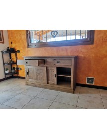 MOBILI 2G - MADIA CREDENZA 2 ANTE SCORREVOLI 2 CASSETTI ROVERE NODATO 150X50X90H (1641) VISTA FRONTALE