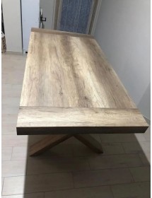 MOBILI 2G - TAVOLO RETTANGOLARE ALLUNGABILE INVECCHIATO 180X90 (818) vista frontale