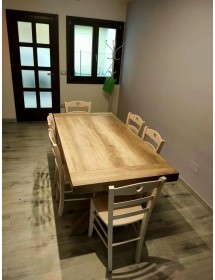 MOBILI 2G - TAVOLO RETTANGOLARE ALLUNGABILE INVECCHIATO 180X90 (818) vista frontale