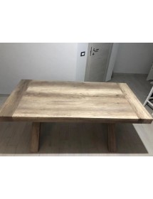 MOBILI 2G - TAVOLO RETTANGOLARE ALLUNGABILE INVECCHIATO 180X90 (818) vista frontale