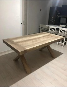 MOBILI 2G - TAVOLO RETTANGOLARE ALLUNGABILE INVECCHIATO 180X90 (818) vista frontale