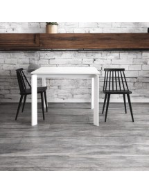 MOBILI 2G - TAVOLO MODERNO ALLUNGABILE BIANCO FRASSINATO 90x90x78H (833) VISTA FRONTALE