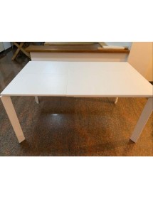 MOBILI 2G - TAVOLO MODERNO ALLUNGABILE BIANCO FRASSINATO 90x90x78H (833) VISTA FRONTALE