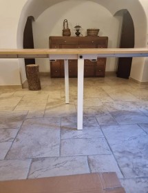 CONSOLLE ALLUNGABILE LAMINATO ROVERE NATURALE/BASAMENTO BIANCO 90X50 (858)