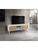 MOBILI 2G - PORTA TV IN LEGNO ABETE SPAZZOLATO NATURALE/BIANCO 160X45X55 (885) vista frontale