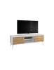 MOBILI 2G - PORTA TV IN LEGNO ABETE SPAZZOLATO NATURALE/BIANCO 160X45X55 (885) vista frontale