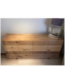 MOBILI 2G - MADIA CREDENZA IN LEGNO ROVERE NODATO SPAZZOLATO L.180X50X87 (891) vista frontale