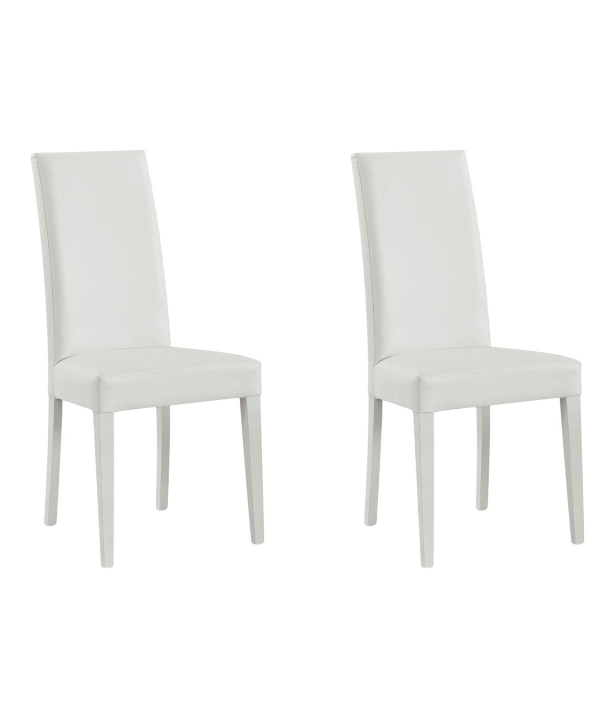 MOBILI 2G - SET 2 SEDIE MODERNE LEGNO ECOPELLE IMBOTTITA BIANCO (577) vista frontale