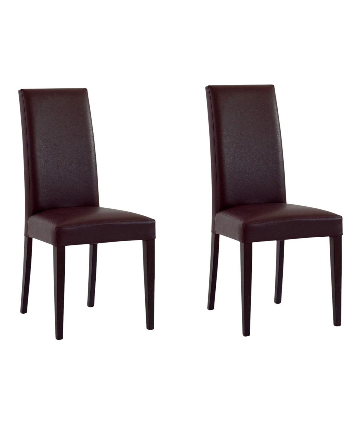 MOBILI 2G - SET 2 SEDIE MODERNE LEGNO ECOPELLE IMBOTTITA MARRONE vista frontale