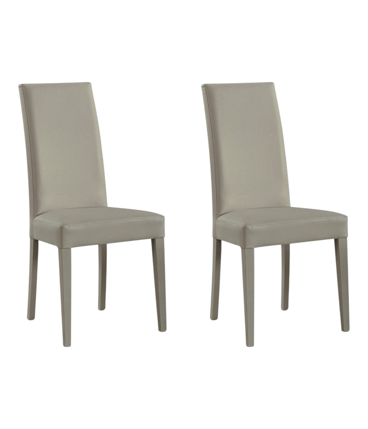 MOBILI 2G - SET 2 SEDIE MODERNE LEGNO ECOPELLE IMBOTTITA GRIGIO (687) VISTA FRONTALE