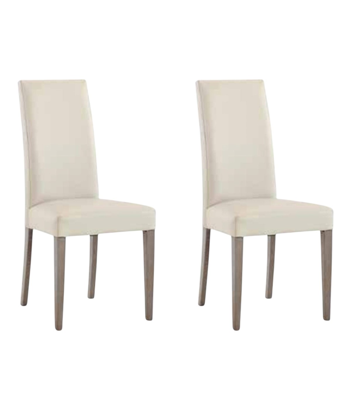 MOBILI 2G - SET 2 SEDIE MODERNE LEGNO ECOPELLE IMBOTTITA BEIGE (578) VISTA FRONTALE