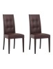 MOBILI 2G - SET 2 SEDIE MODERNE IN ECOPELLE 4 BOTTONI MARRONE (676) VISTA FRONTALE