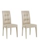 MOBILI 2G - SET 2 SEDIE MODERNE LEGNO ECOPELLE IMBOTTITA BEIGE CON BOTTONI (901) VISTA FRONTALE