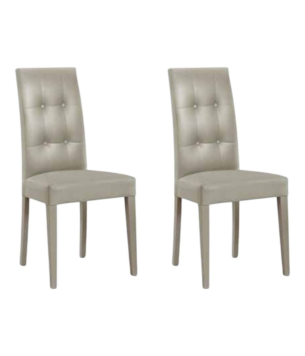 MOBILI 2G - SET 2 SEDIE MODERNE IN ECOPELLE 4 BOTTONI GRIGIO (675) VISTA FRONTALE