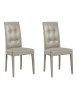 MOBILI 2G - SET 2 SEDIE MODERNE IN ECOPELLE 4 BOTTONI GRIGIO (675) VISTA FRONTALE