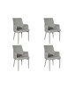 MOBILI 2G - SET 4 SEDIE IN TESSUTO GRIGIO CON BORDO BIANCO MISURE L.55 H.89 P.54 HS.49 (904) vista frontale