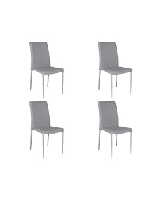 MOBILI 2G - SET 4 SEDIE MODERNE IN ECOPELLE GRIGIO CHIARO CON STRUTTURA IN METALLO (712) vista frontale