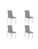 MOBILI 2G - SET 4 SEDIE MODERNE IN ECOPELLE GRIGIO CHIARO CON STRUTTURA IN METALLO (712) vista frontale
