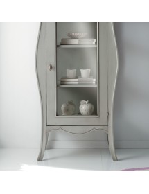 MOBILI 2G - VETRINA SHABBY BOMBATA 1 PORTA LEGNO GRIGIO L.71 P.48 H.134 (3096)