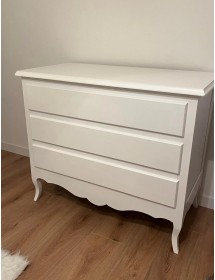 Gruppo 1 Cassettiera 2 Comodini legno shabby bianco opaco