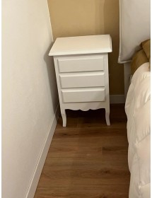 COMODINO 3 CASSETTI LACCATO BIANCO OPACO 43X32X64 (1306)