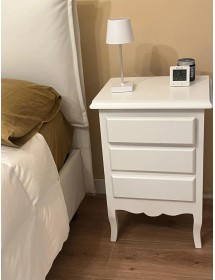 COMODINO 3 CASSETTI LACCATO BIANCO OPACO 43X32X64 (1306)