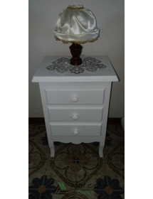 COMODINO 3 CASSETTI LACCATO BIANCO OPACO 43X32X64 (1306)