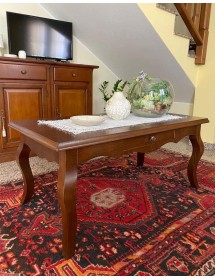 MOBILI 2G - TAVOLINO RETTANGOLARE CLASSICO LEGNO TINTA NOCE L.100 P.50 H.45 (549) vista frontale