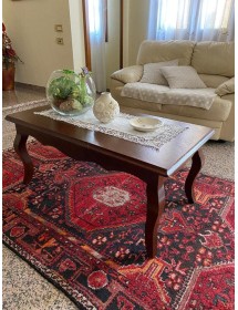 MOBILI 2G - TAVOLINO RETTANGOLARE CLASSICO LEGNO TINTA NOCE L.100 P.50 H.45 (549) vista frontale