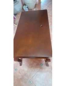 MOBILI 2G - TAVOLINO RETTANGOLARE CLASSICO LEGNO TINTA NOCE L.100 P.50 H.45 (549) vista frontale