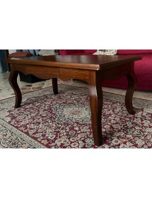 MOBILI 2G - TAVOLINO RETTANGOLARE CLASSICO LEGNO TINTA NOCE L.100 P.50 H.45 (549) vista frontale