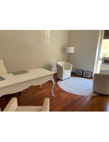 MOBILI 2G - SCRIVANIA ARTE POVERA 3 CASSETTI LEGNO BIANCO 130x75x80 (1354) vista frontale