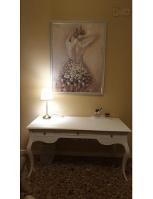 MOBILI 2G - SCRIVANIA ARTE POVERA 3 CASSETTI LEGNO BIANCO 130x75x80 (1354) vista frontale
