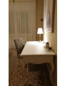 MOBILI 2G - SCRIVANIA ARTE POVERA 3 CASSETTI LEGNO BIANCO 130x75x80 (1354) vista frontale