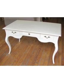 MOBILI 2G - SCRIVANIA ARTE POVERA 3 CASSETTI LEGNO BIANCO 130x75x80 (1354) vista frontale