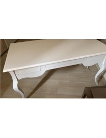 MOBILI 2G - SCRIVANIA ARTE POVERA 3 CASSETTI LEGNO BIANCO 130x75x80 (1354) vista frontale