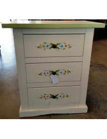 COMODINO IN LEGNO BIANCO CON DECORI 60X35X70h (497)