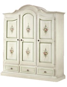 MOBILI 2G -  Armadio classico 3 porte bianco filo verde legno 185X62X220 (598) VISTA FRONTALE