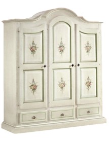 MOBILI 2G -  Armadio classico 3 porte bianco filo verde legno 185X62X220 (598) VISTA FRONTALE