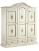MOBILI 2G -  Armadio classico 3 porte bianco filo verde legno 185X62X220 (598) VISTA FRONTALE