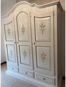 MOBILI 2G -  Armadio classico 3 porte bianco filo verde legno 185X62X220 (598) VISTA FRONTALE