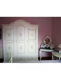 MOBILI 2G -  Armadio classico 3 porte bianco filo verde legno 185X62X220 (598) VISTA FRONTALE